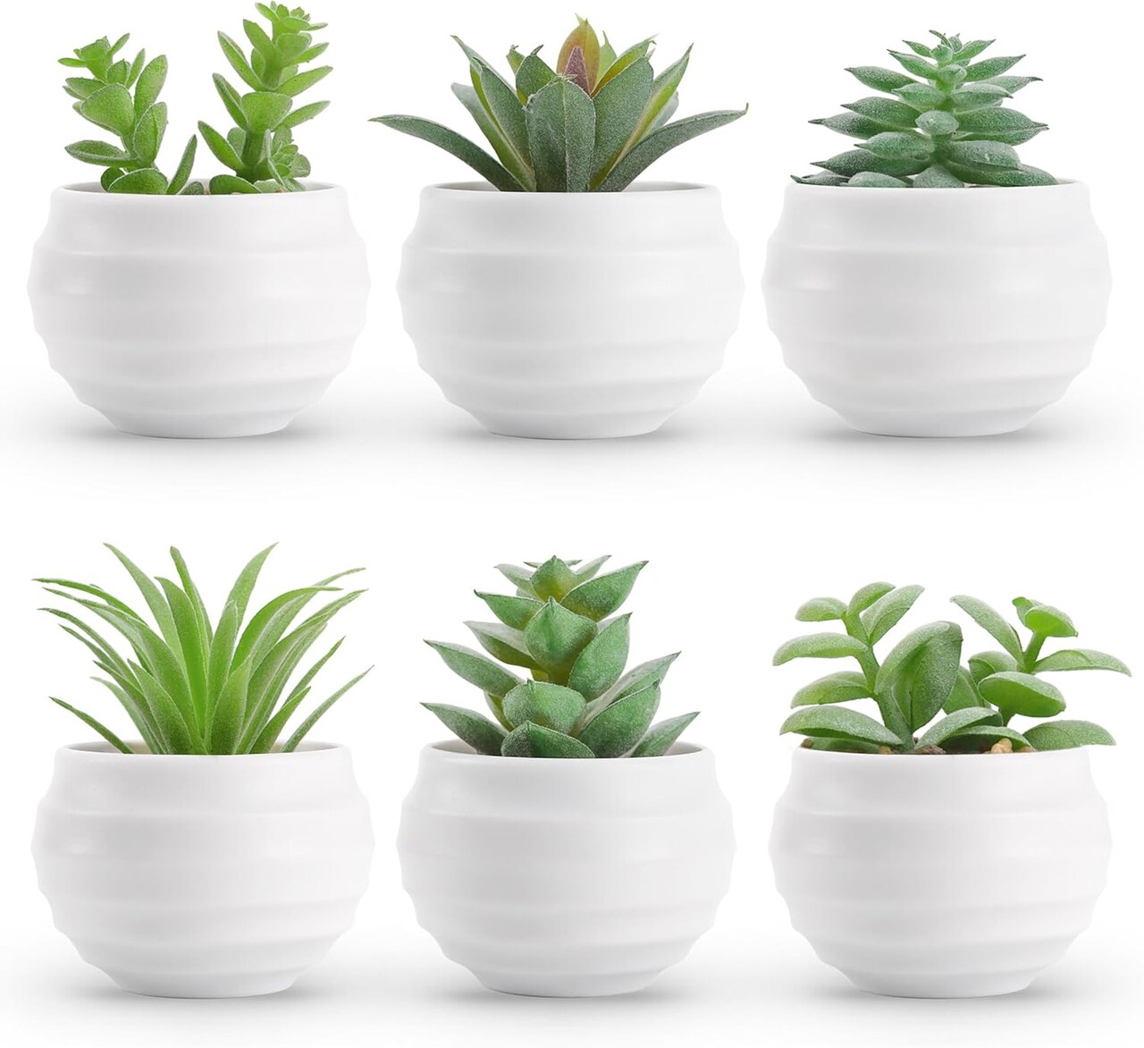 Set of 6 Mini Artificial Succulent Plants in Pots – Small Fake Potted Plants for Home Decor, Bedroom, Bathroom, Office Desk & Shelf Aesthetic Decorations